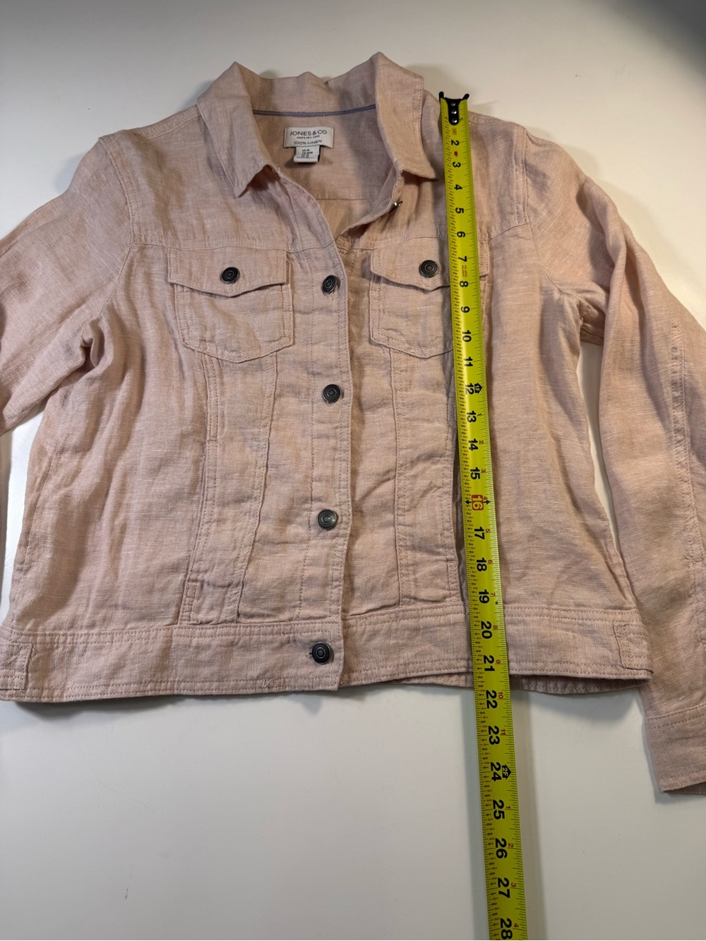 Jones & Co Dusty Rose 100% Linen Button-Front Jacket — Casual Coastal Layer - Picture 4 of 8